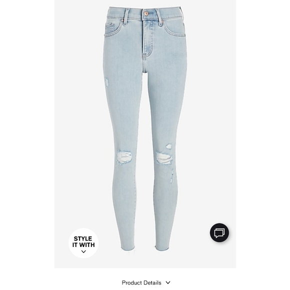 Express Light Wash Low Rise Skinny Distressed Jeans - Picture 2 of 13